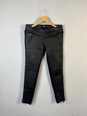 Dolce & Gabbana D&G Luxury Faux Leather Women's Black Pants Trousers Size 44