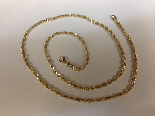 10KT Solid Gold Diamond Cut Rope Chain 