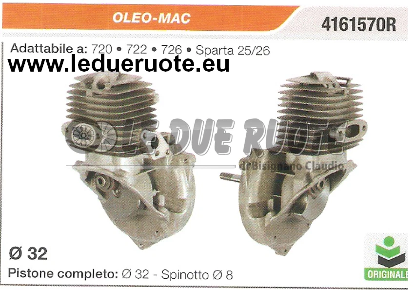 Kit Cylindre-piston Pour Débroussailleuse/motosierra Agritech - Référence 61070072A, Fabriqué En Italie