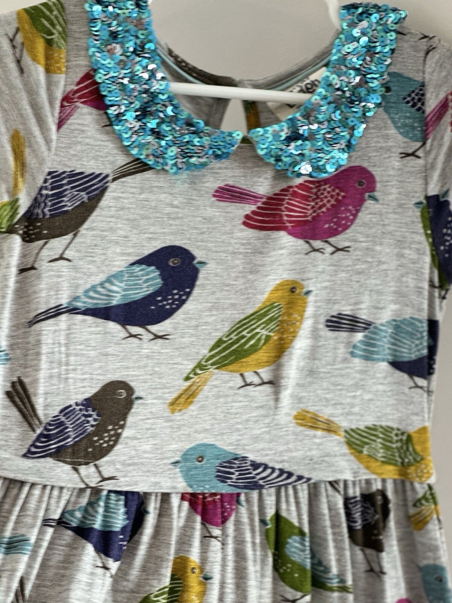 Mini Boden Girls Bird Dress Sequin Peter Pan Collar - 3 - 4Y | eBay