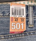 Levi's 501 Mens Original Fit Blue Jeans Button Fly Straight Leg 42 X 32 Stretch — photo 4