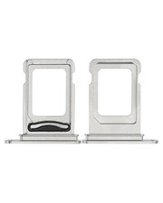 Replacement Dual Sim Card Tray Compatible For iPhone 14 Pro / 14 Pro Max Silver