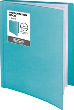 Dunwell Binder with Plastic Sleeves 24-Pocket, (Aqua) Presentation Book, 8.5 X 1