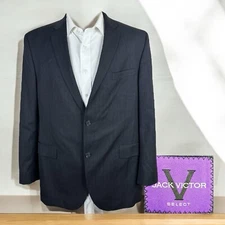 Jack Victor Blazer Jacket Mens 44R Black Gray Stripe