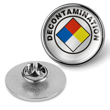 Decontamination Hat Pin Lapel Tie Tac Badge, Military Emblem Suit Shirt - Silver