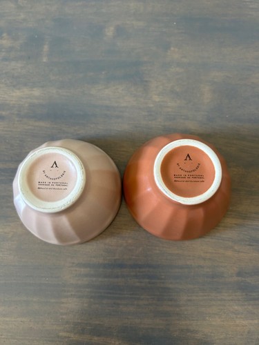 Anthropologie Matte Latte Bowls in Terracotta Pink Set of 2 Discontinued - Picture 6 of 7