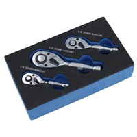 Kurzer Ratschen-SteckschlüSsel 1/4 Zoll 3/8 Zoll + 1/2 Zoll Antrieb Umschaltb...