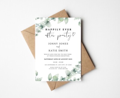 PERSONALISIERTE Hochzeitsabendeinladungen - Happily Ever After Party