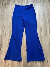 Vintage 70  s Glenbrooke Union Made Pleated Blue Flare Disco Pants Slacks Size 12