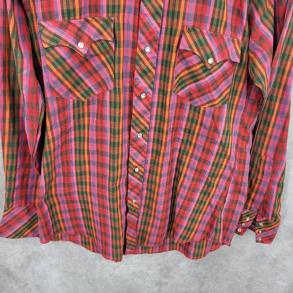 Champion Western Shirt Mens Large Striped Pearl Snap Cowboy Rodeo Vintage 70s - Image 2 of 4