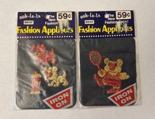 Vintage Kids Cute Animal Iron On Applique 2 Patches OOH LA LA NEW