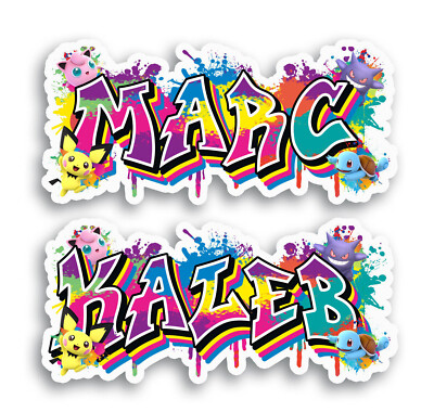 Custom Monster Trainer Name Sticker Graffiti Vinyl Decal Gift for Water Bottle 