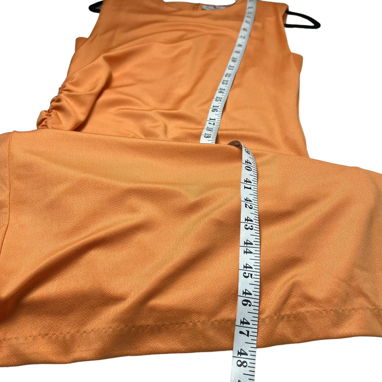 VETEMENTS Abito donna Evereve arancione piccolo rouched midi senza maniche maglia cappuccio spalline