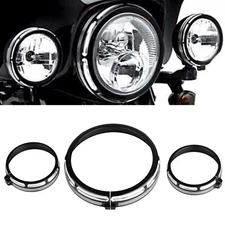 7" Headlight &4.5" Auxiliary Fog Light Trim Rings For Harley Electra Glide 96-18