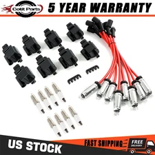 8Pack Ignition Coil & Spark Plug Wire Kit for GMC Sierra Chevy Cadillac Escalade