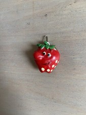 Vintage Plastic Bead Barrette Red Strawberry Fruit Hair Clip Children