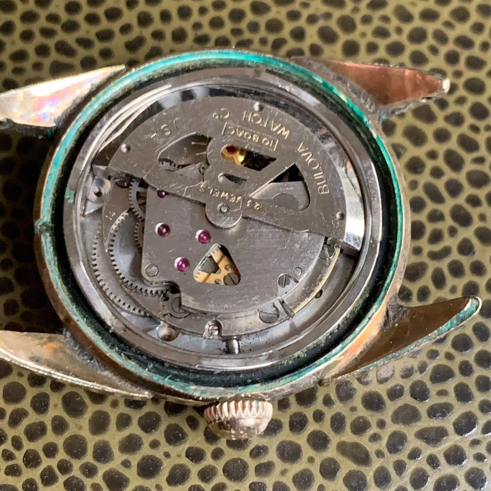 Reloj pulsera Bulova 1954 23 joyas automático esfera Sunburst funciona Foto 3 de 4