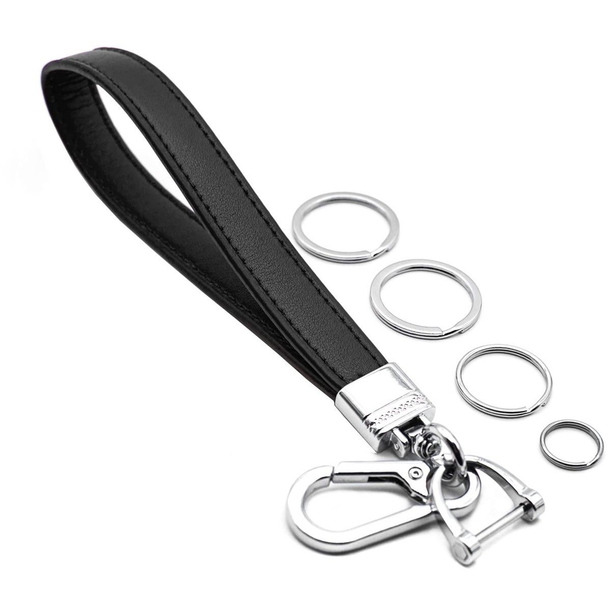 Car Fob Key Chain Genuine Leather Wristlet Strap Keychains Holder