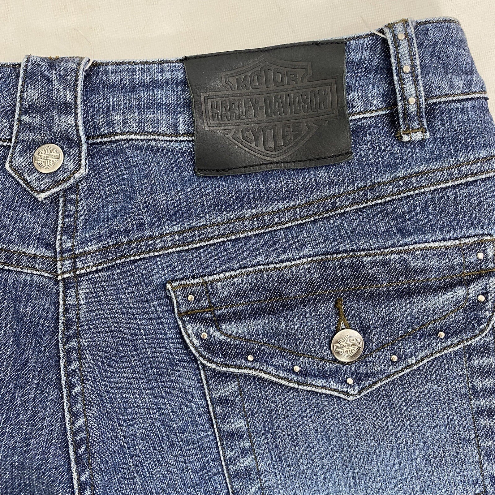 Harley-Davidson studded patchwork blue Jeans size… - image 8