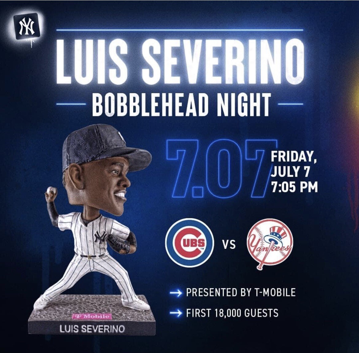 2023 New York Yankees Luis Severino SGA Bobblehead 7/7