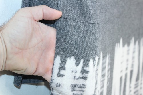 Mono B Gray Faded Paint Long Sleeve Sweater Shirt Pockets Poly Rayon Mix Size S - Picture 3 of 10
