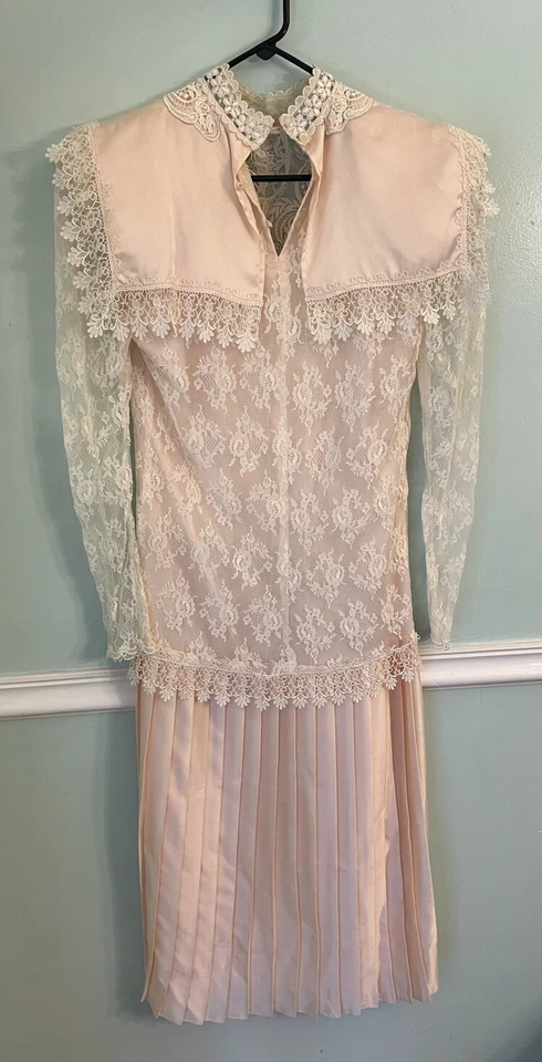1915 Эдвардианский платье костюм размер 6 розовый кружева Downton аббатства музыкант - Изображение 3 из 4