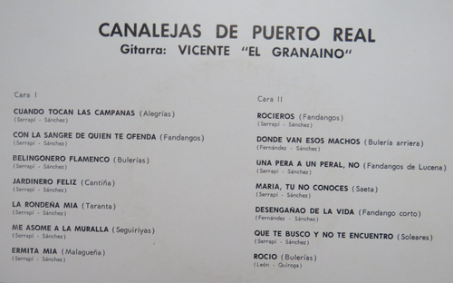 CANALEJAS DE PUERTO REAL - Vicente "El Granaino" - Ex LP Record Belter 22.129 - Picture 3 of 3