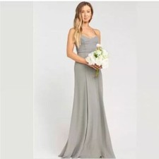 Show Me Your Mumu Godshaw Goddess Gown Soft Charcoal Crisp Gray Strappy Xs