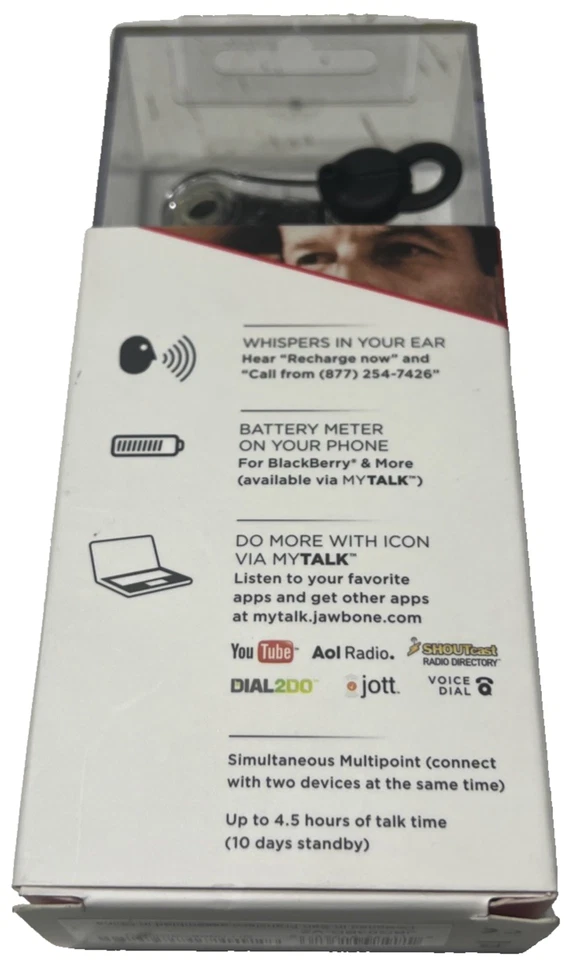 Jawbone Noise Assassin 2.5 Icon the Hero Bluetooth Earloop Earbud New Old Stock - Image 2 of 4