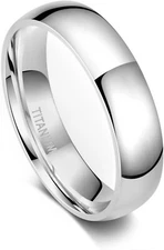 TIGRADE Size 9 Titanium Ring Plain Dome High Polished Wedding Band 