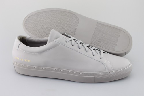 Men's COMMON PROJECTS 'Achilles - 1528' Gray Leather Sneakers Size US 13 EUR 46