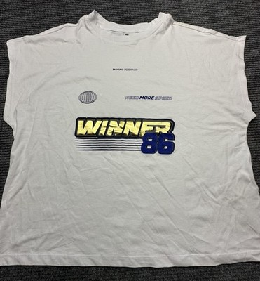 Noisy May Shirt Womens XLarge White Winner 86 Graphic Tee Short Sleeve Organic