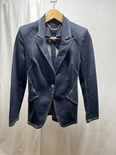 White House Black Market Editor Dark Denim Blazer Women's Size 2 Blue Tailored