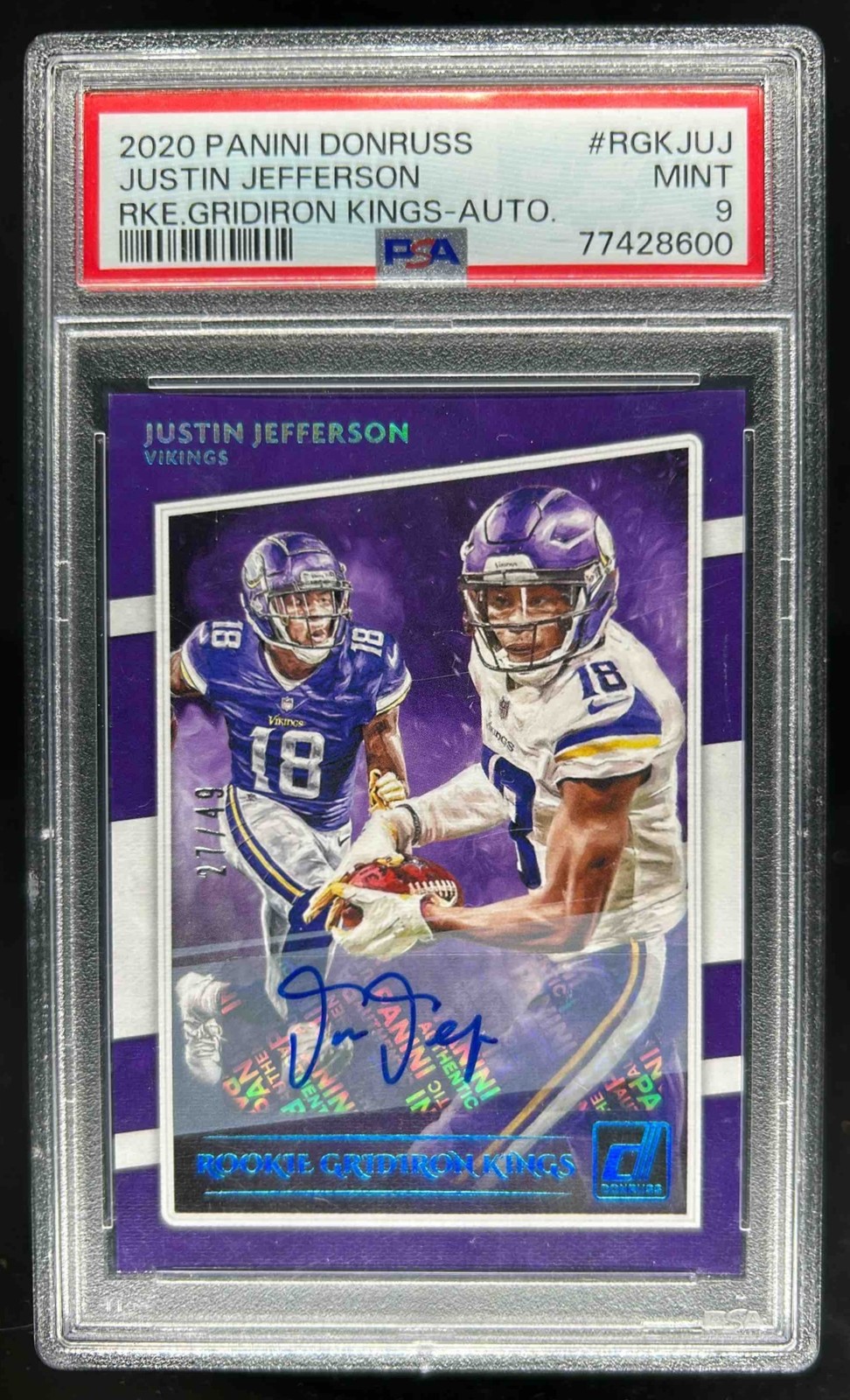Justin Jefferson Panini Donruss Gridiron Kings #RGKJUJ Autograph-Rookie