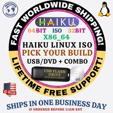 HAIKU LINUX OS ISO ALL VERSIONS 64-BIT USB/DVD COMBOS, LIVE/FULL BOOT, MAC/PC