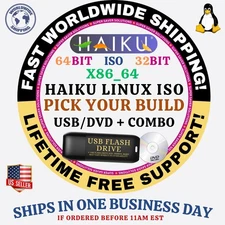 HAIKU Linux OS ISO ALL VERSIONS 64BIT USB-DVD, LIVE-FULL BOOT, MAC PC