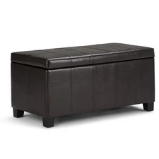 Dover 36 inch Wide Contemporary Rectangle Storage Ottoman Bench in Tanners Br...