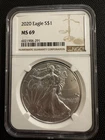 2020 American Silver Eagle $1 NGC MS69 ASE 1 Oz .999 Fine Silver Bullion Coin