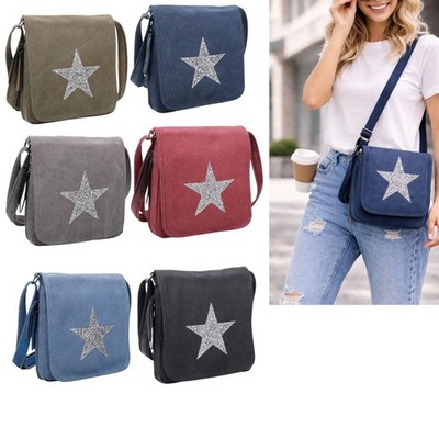 UVP 25,99£ Staremvy Glitter Star Canvas Umhängetasche Umhängetasche 28x26cm