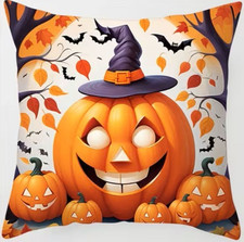 HALLOWEEN--SMILING PUMPKIN---Pillow Cover--17.7 x17.7" with zipper