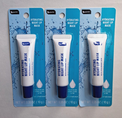 B Pure Hydrating Night Lip Mask with Hyaluronic Acid New in Package Lot of 3
