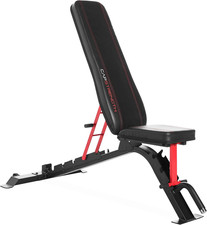 Strength FID Workout Bench Flat Incline Decline Positions, Black/Red