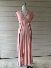 Vintage Gilligan O'Malley Pink Solid Women s Chemise Nightgown Nylon V-Neck M