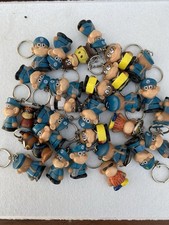 Assorted Plastic Cartoon Character Keychains Lot, Multicolor w/ Detachable Rings