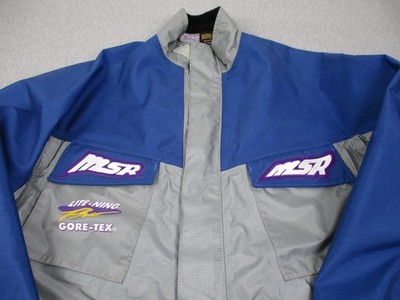 Vintage MSR Motorcycle Racing Jacket Mens Large Gray Blue Gore-Tex