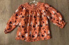 Pete  Lucy Girl's Size 5 Halloween Orange Smoked Top With Little Ghost