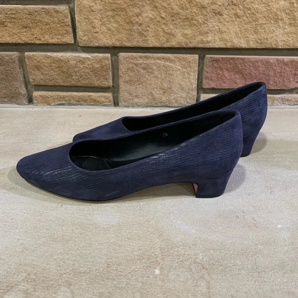 Женские туфли-лодочки Vaneli размер 7 темно-синие текстурированный блеск каблук котенка карьера вечеринка событие - Изображение 4 из 4