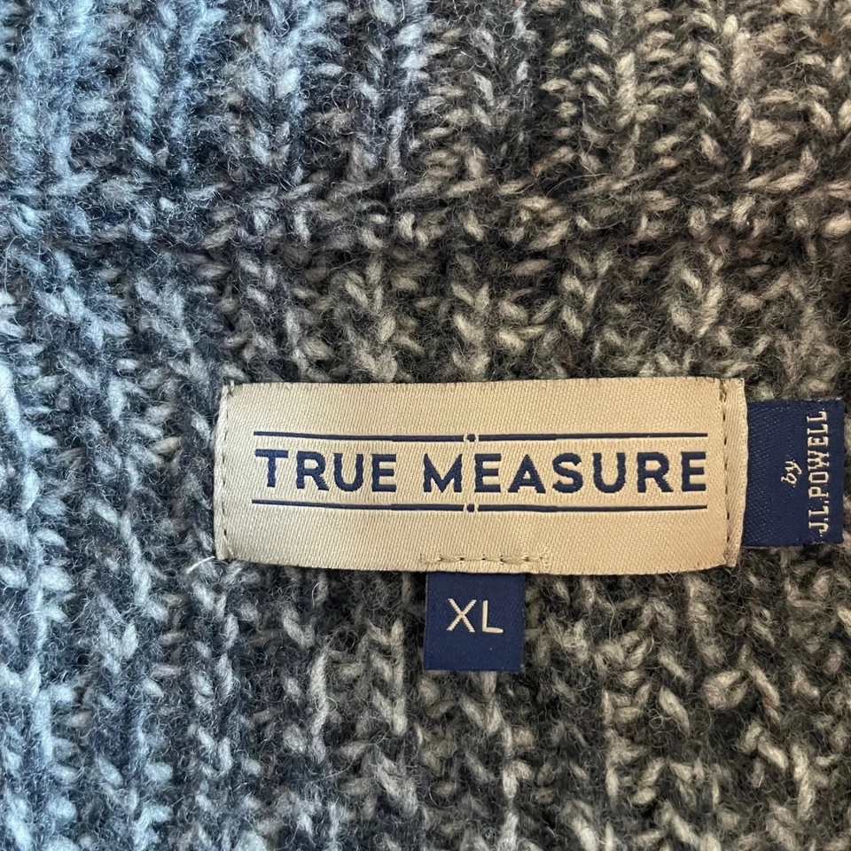 True Measure by J.L. Powell Mens Wool Blend 1/4 Button Mock Neck Knit Sweater XL - Image 4 of 4