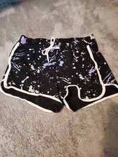 Justice Active Girls Dolphin Shorts Black Splash Size 14/16