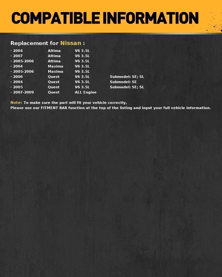 Se adapta a Nissan Quest 2007-2009 2005 2006 Nissan Altima Máxima V6 3,5 L arranque 17872 Foto 3 de 4